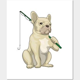 French Bulldog Fisher Fishing rod Fishing Posters and Art